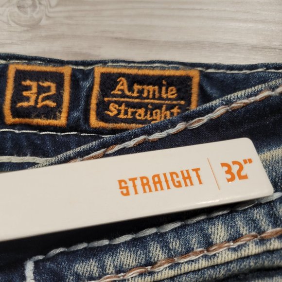 Rock Revival Men's ARMIE STRAIGHT Distressed Denim Jeans Sizes 28~44 Y2K - Picture 9 of 15